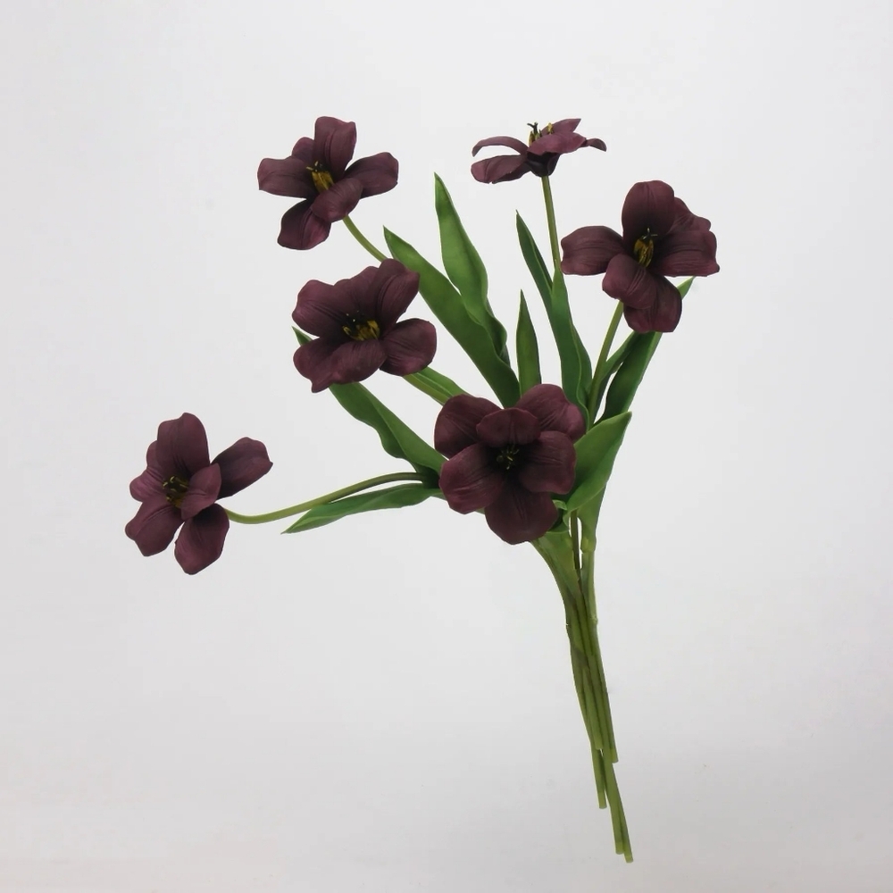 Bundle Of 3 Real Touch Brownie Tulip Stems – Burgundy-18.9" Amoria Bloom!